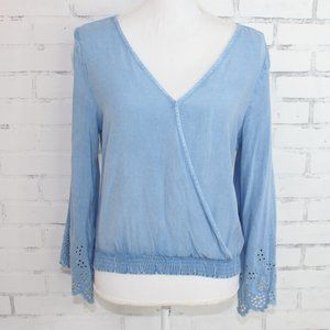 D&Kade Blue Bell Sleeve Blouse Top
